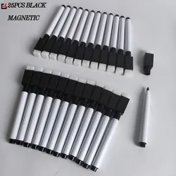 25 - Pack Black Dry Erase Markers with Eraser Caps (Magnetic 25pcs)