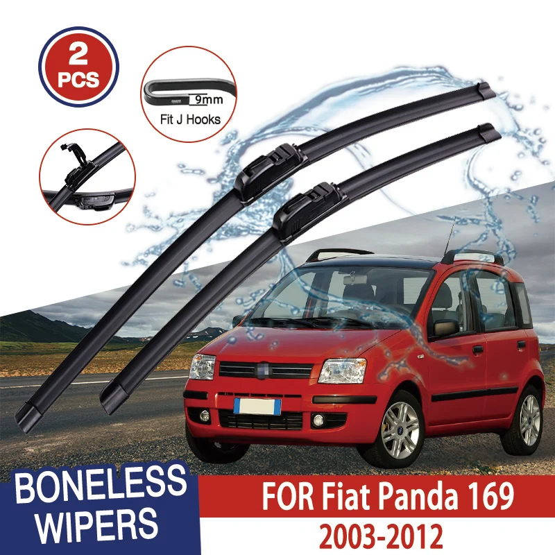 Für Fiat Panda 169 2003-2012 Auto Scheibenwischer U-typ Weiche Gummi Rahmenlose Klammerlose Auto Scheibenwischer 22 "+ 16"
