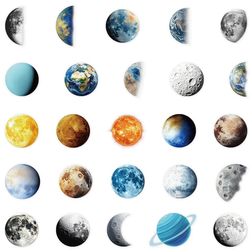 50PCS Planet Transparente Aufkleber Laptop Scrapbooking Tagebuch Handbuch Dekoration DIY Gitarre Organizer Wasserdichte Aufkleber Malerei – Detail 3