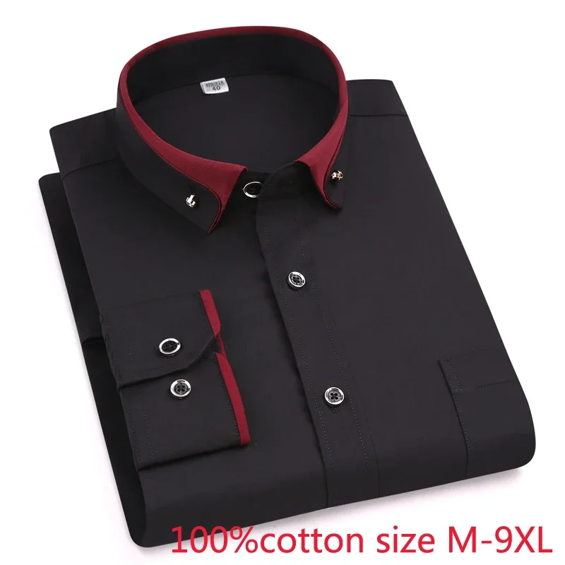 

new arrival Spring autumn men formal Extra Large Pure Cotton long sleeve Shirts high quality plus size 4XL 5XL 6XL 7XL 8XL 9XL