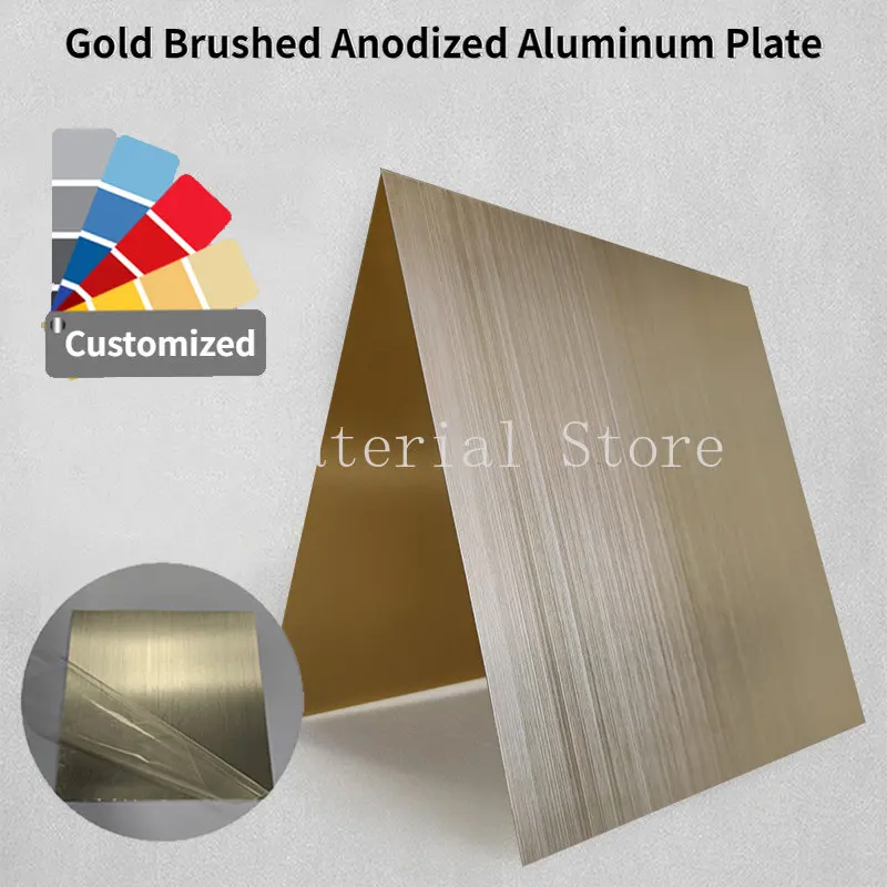 

Thick 0.5/0.8/1.0/1.5/2.0mm Gold Brushed Anodized Aluminum Plate 5052 Aluminum Alloy Flat Plate 100x100-300x300mm