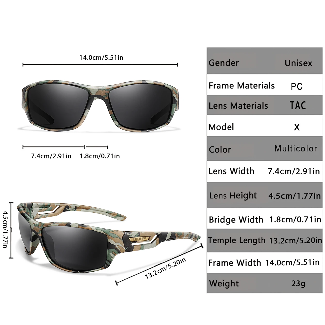 Camo Sunglasses UV400 Polarized For Cycling Running