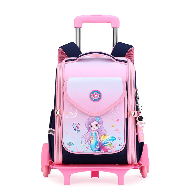 Mermaid print Children School Bag Rolling Backpack for Girl School Trolley Bag Wheeled Backpacks Kids School Luggage with Wheels 1