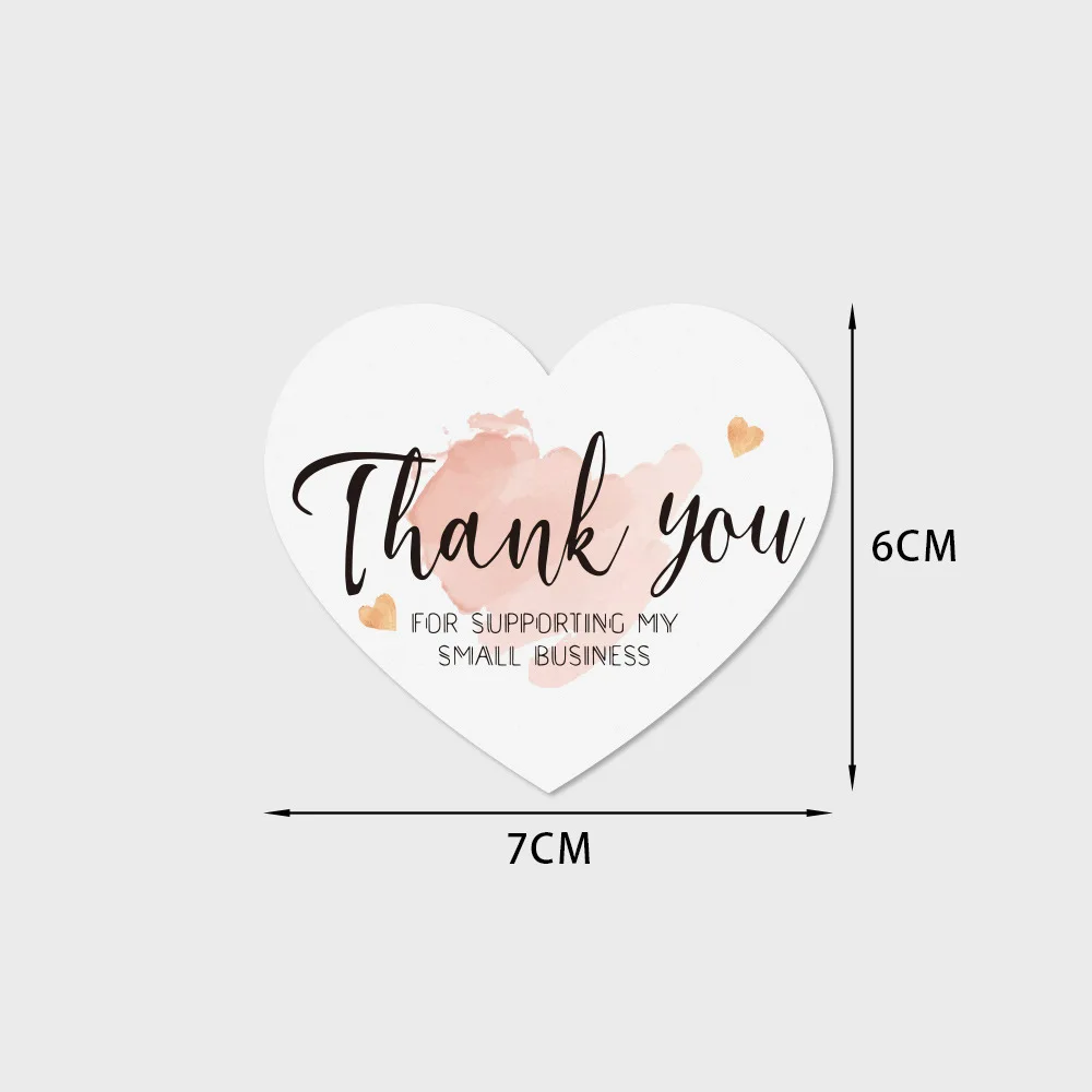 30pcs 6*7cm Heart Shaped Pink Thank You Card Gift Card Holiday Wedding Packaging Bouquet Decoration Store Packaging