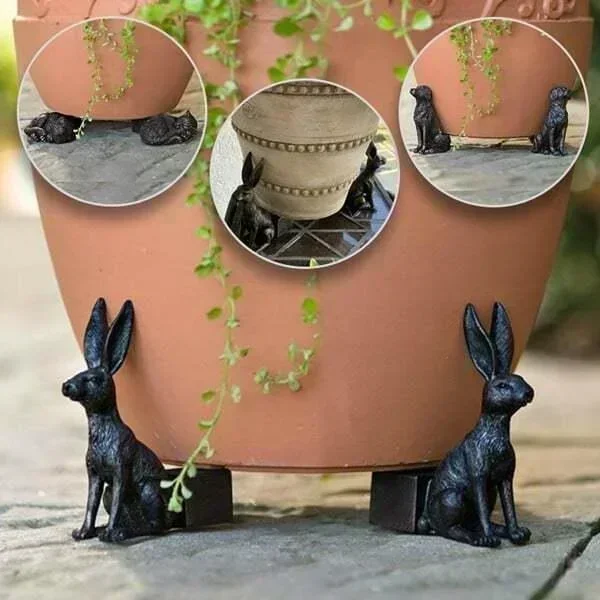 Description Picture 2 of item3Pcs Flower Pot Feet Stand Animal Shape Cat Dog Rabbit Plant Pots Risers Pad Outdoor Garden Resin Pot Foot Plant Bonsai Holders