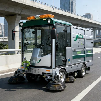 Heavy Duty Electric Road Sweeper with High Density Brushes for Industrial Facility Use 1