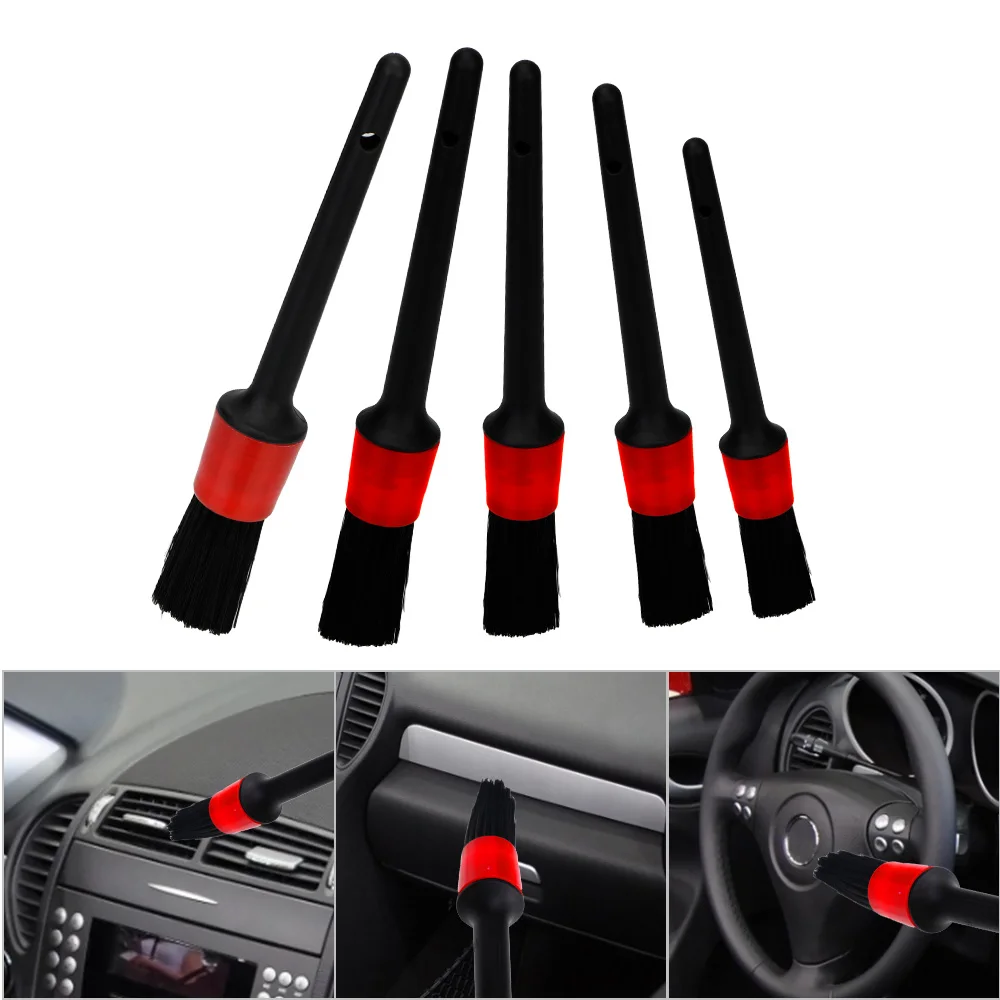 

5pcs Car Bristle Brush Clean Pen Cleaning Detailing Tools Set For Dashboard Air Vent Headlight Seat 4x4 Automotive Accessories