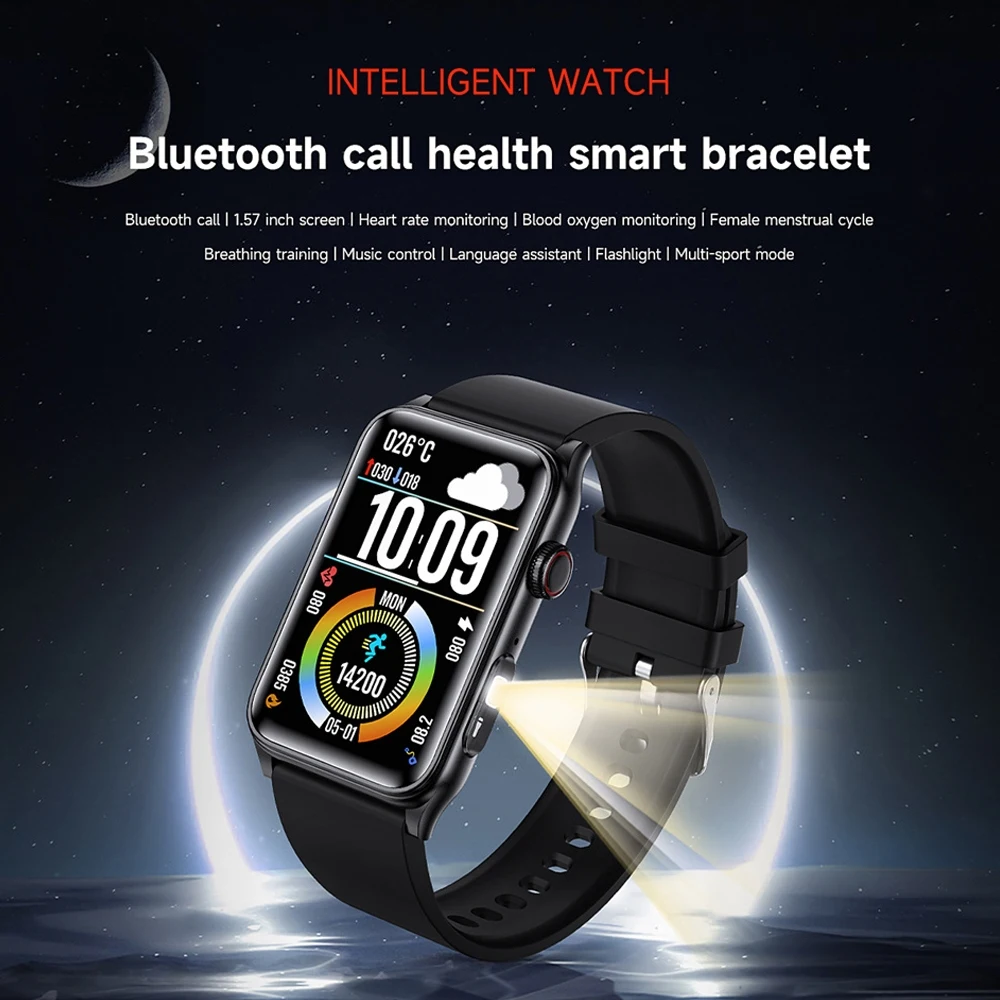 2025 New Smart Watch Men ECG+PPG Blood Pressure Blood Oxygen Health Monitor Sport Fitness Al Vocie BT Call Flashlight Smartwatch
