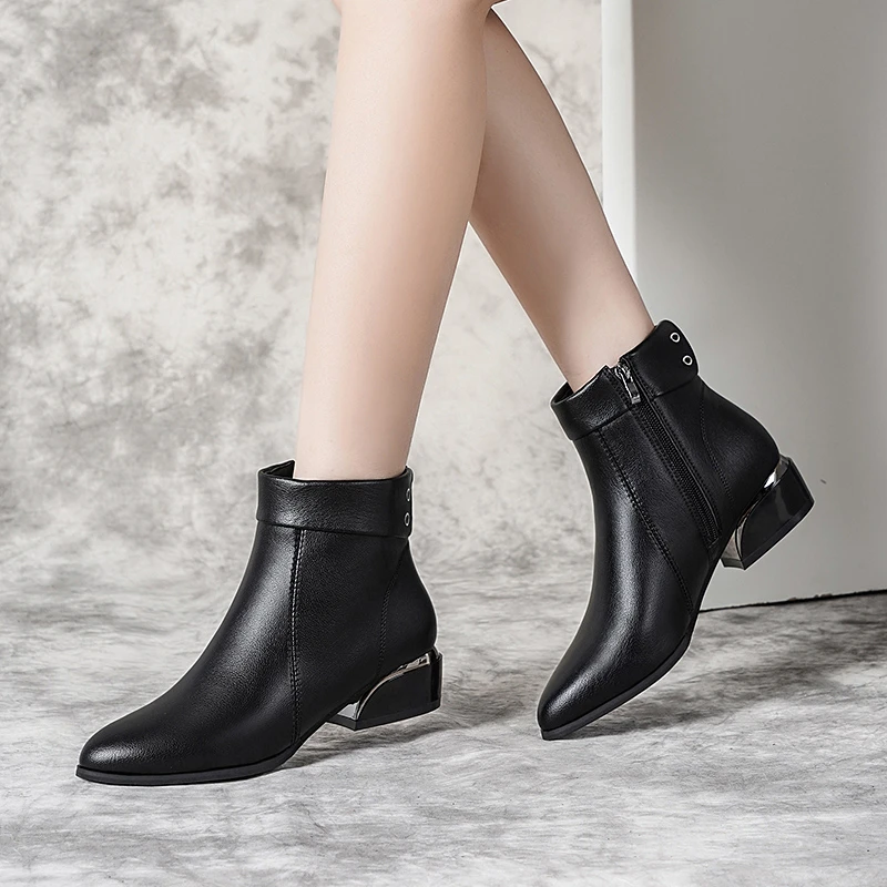 

2022 Winter Autumn Butterfly-knot Chelsea Boots Zipper Heels Shoes Female Short Boots Pointed Toe Women Shoes Woman Ankle Boots