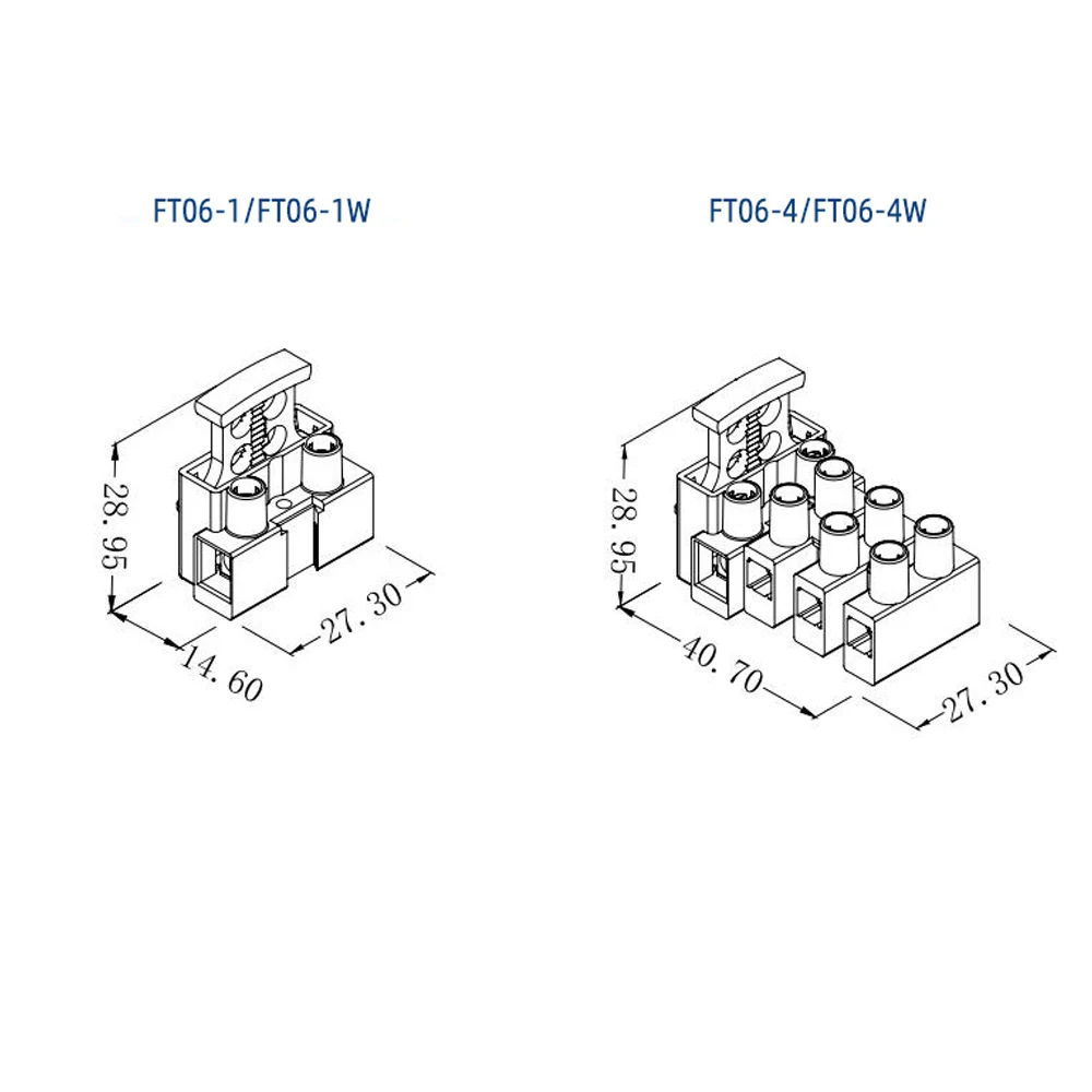 Fuse Terminal Block FT06 1W 2W 3W 4W 5W 450V/15A PA66 UL94V-2 Shell Fire Retardant for 0.75mm2-2.5mm2 Cable