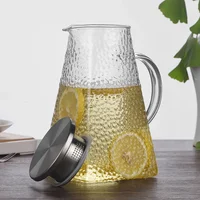 Japanese Style Hammer Glass Water Jug Pitcher with Filter and Cap Teapot Kettle Coffee Cups Set for Gongfu Tea Heated 1500ml 2