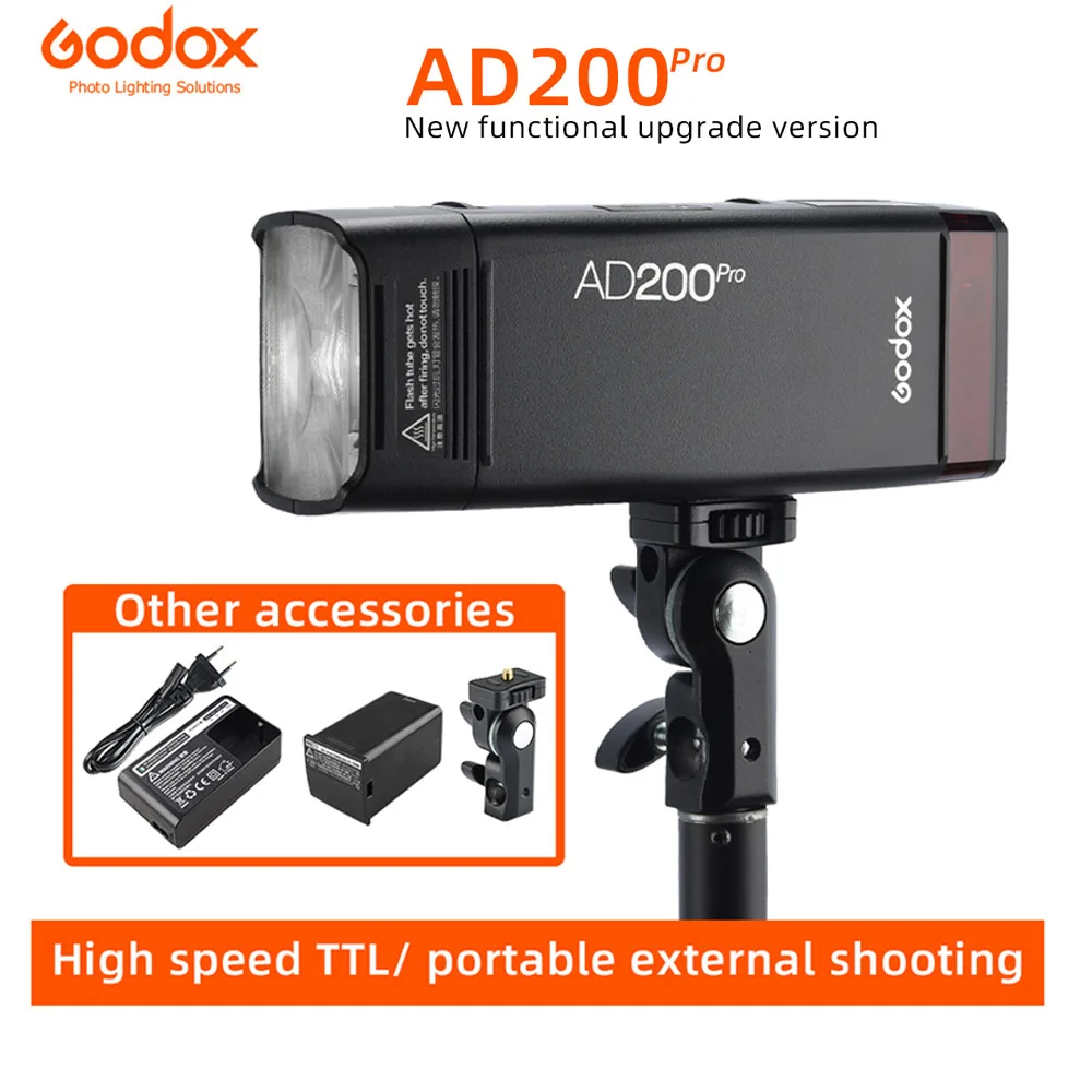 

Godox AD200Pro AD200 Pro Outdoor Flash Light 200Ws TTL 2.4G 1/8000 HSS Pocket Speedlite Strobe For Canon Sony Nikon Fuji DSLR