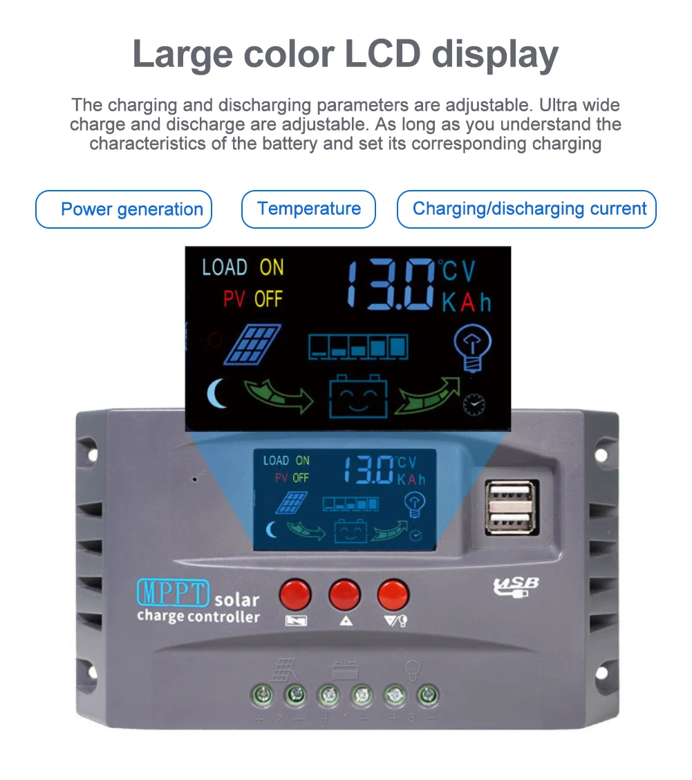 Regulátor solární nabít regulátor dvojí USB nabíjení 30a s LCD displej pro as i lay dying lifepo4 gel dovést kyselina mppt