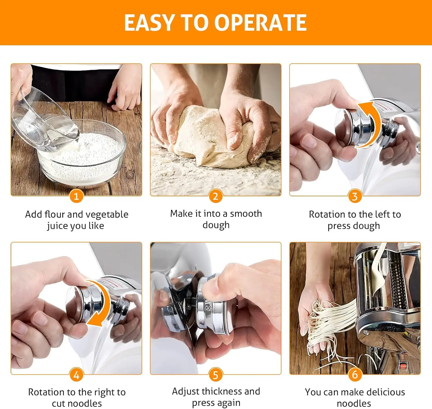 Electric Pasta Maker Machine Pasta Dough Spaghetti Roller Noodle Pressing Machine Stainless Steel 135W for Home Family Use (1.5m