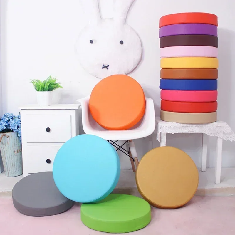 New Synthetic Leather Round Cushion Sofa Chair Stool Seat Foam Cushion Chair Pads Office Vehicles Home Waterproof 2