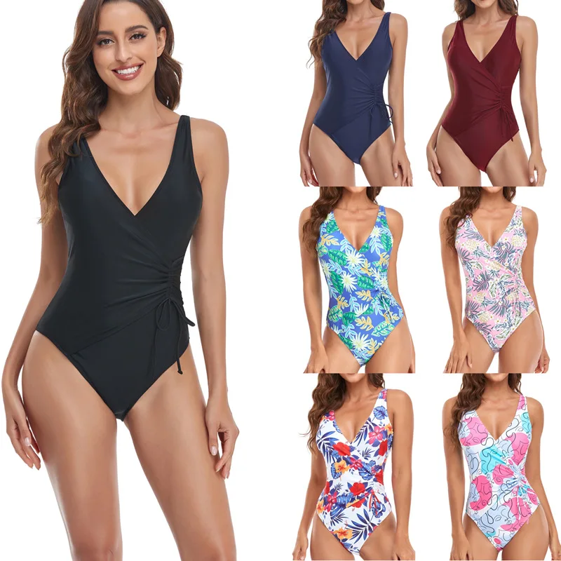 2023 Sexy One Piece Swimsuit Push Up Swimwear Women Ruffle Monokini