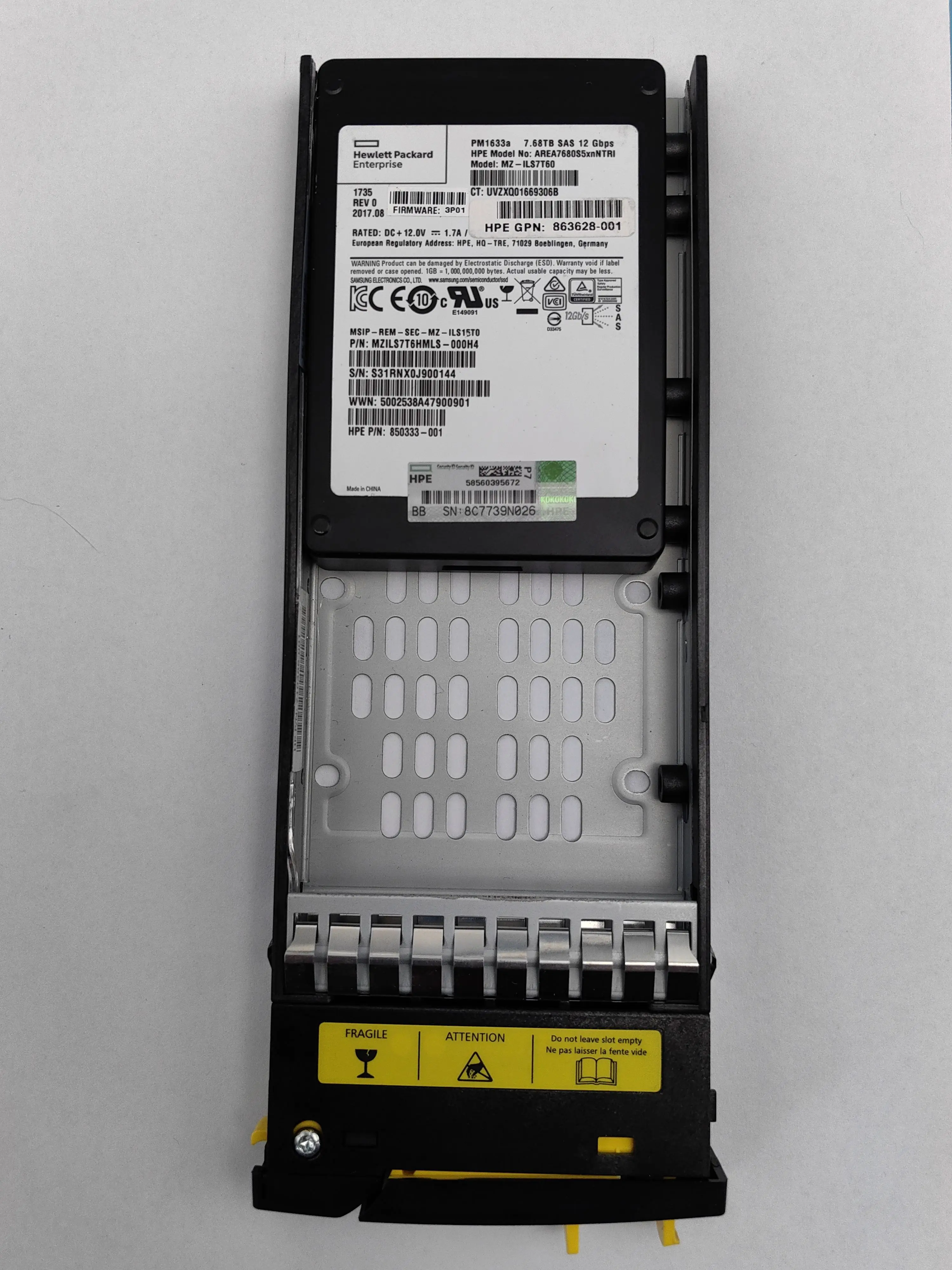 3PAR 7.68TB SAS 12G 863460-001 SSD AREA7680S5xnNTRI