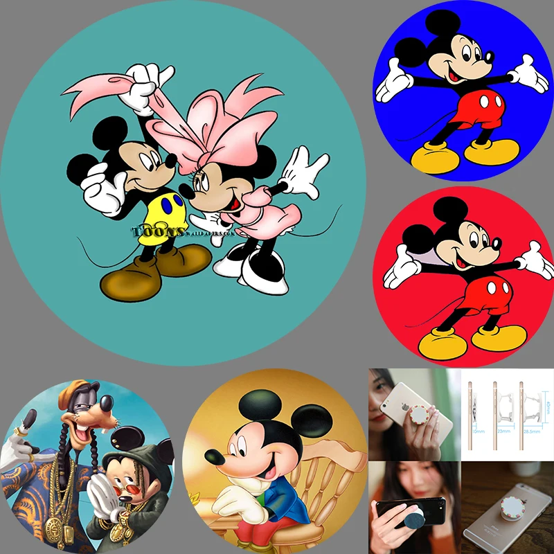 Mickey Round Finger Grip Mobile Phone Holder Expanding Stand Grip Pocket Socket Support Anti-Fall Foldable Universal Smart phone