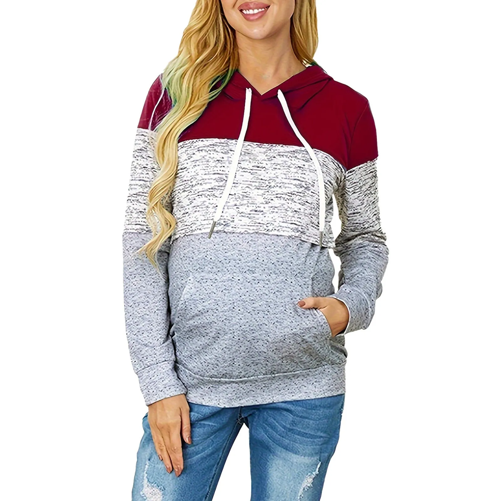 Pregnancy Maternity Breastfeeding Clothes Pregnant Women Nursing Warm Long-sleeve Drawstring Sweatshirt Casual Hooded T Shirts