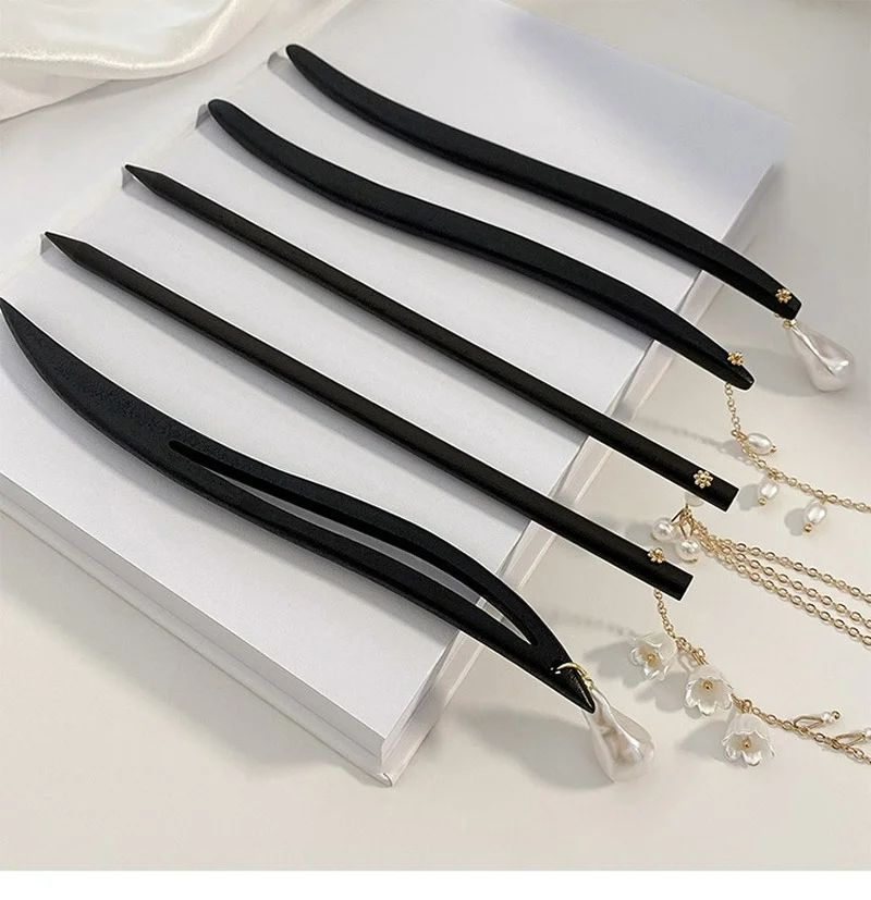 

Classical Pearls Wooden Hairpins Antique Stick Hairpins Styling Tools Women Jewelry Chinese Hanfu Cheongsam Hair Stick