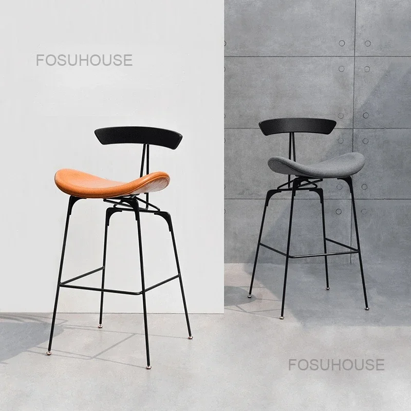Industrial Iron Bar Chairs Kitchen Furniture Modern Vintage Back Bar Stools nordic Designer Luxury Reception High Chair