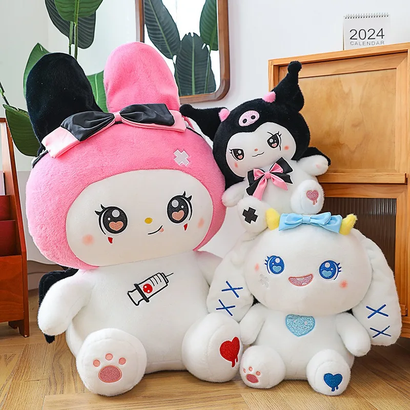 

Большой размер Sanrio Kuromi My Melody Cinnamoroll аниме плюшевая кукла, милая дьявола, украшение комнаты, праздничный подарок, 55 см/40 см