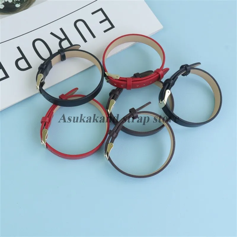 รูปสินค้า สายนาฬิกาหนังยืดหยุ่น ปรับได้ 3 ขนาด สีดำ หัวเข็มขัดทอง