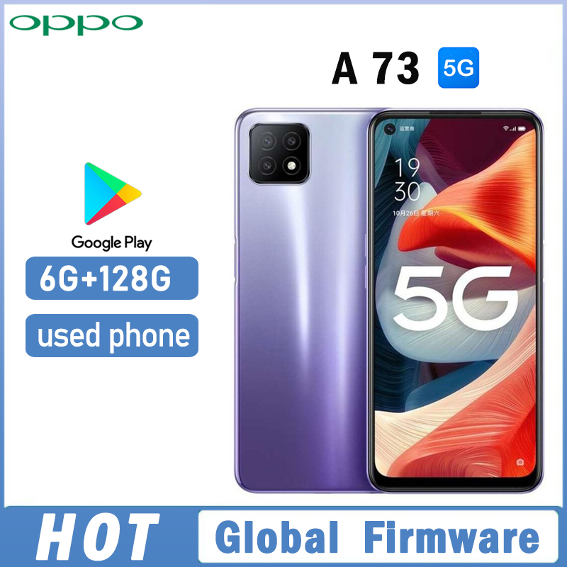 OPPO A73 5G smartPhone Global firmware  MTk Dimensity 720 4030mAh battery google play Rear camera 16MP used phone
