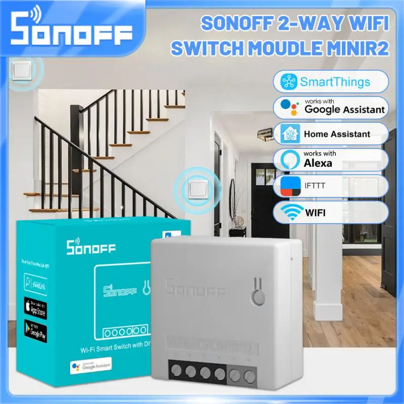 SONOFF Mini-r2 Smart Switch Diy Wifi Smart Switch Module Timer Home Work With Smartthings EWelink Alexa Google Home Alice Smart Switch