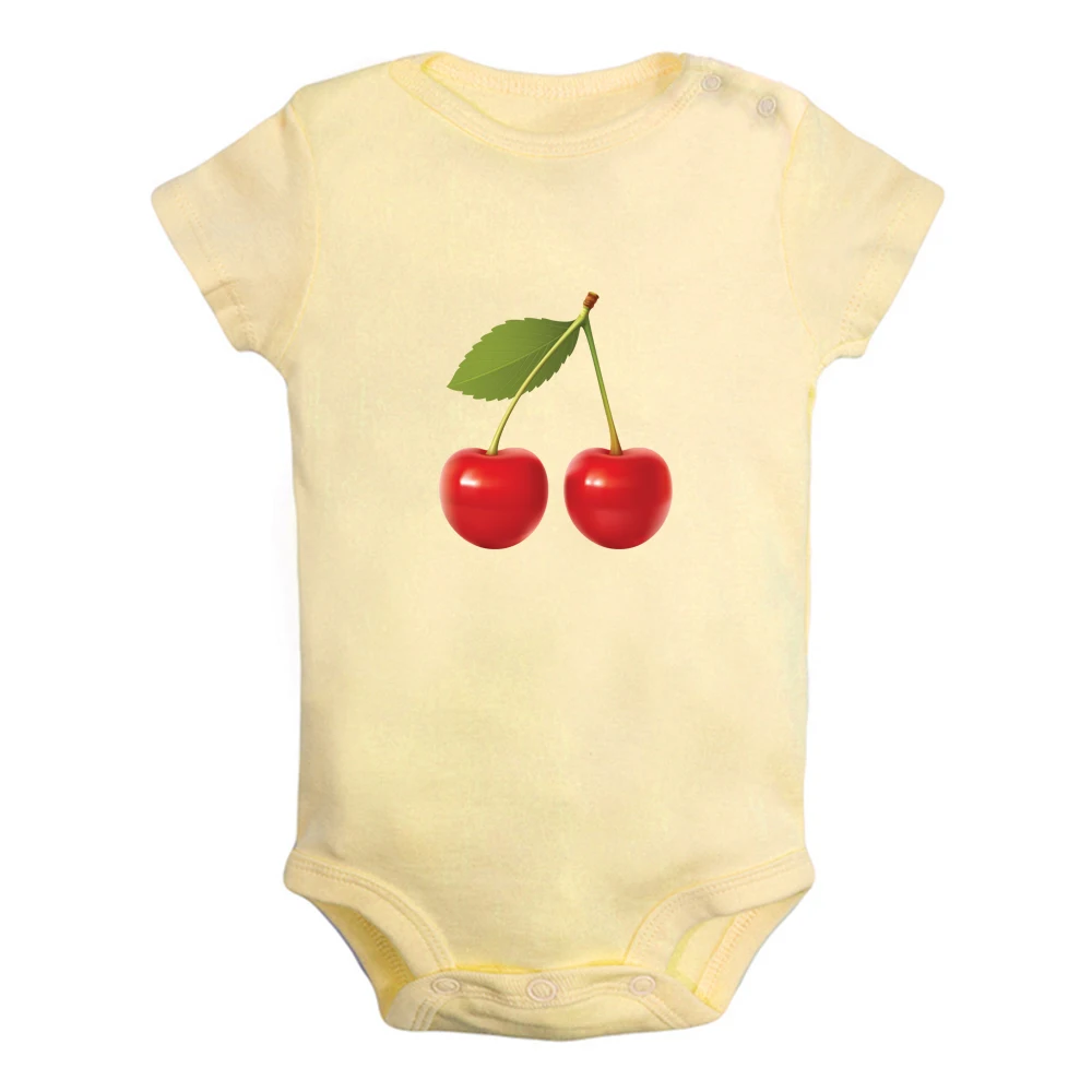 

Cherry Sour Sweet Delicious Fruit Cute Fun Print Baby Rompers Boy Girls Bodysuit Infant Short Sleeves Jumpsuit Kids Soft Clothes