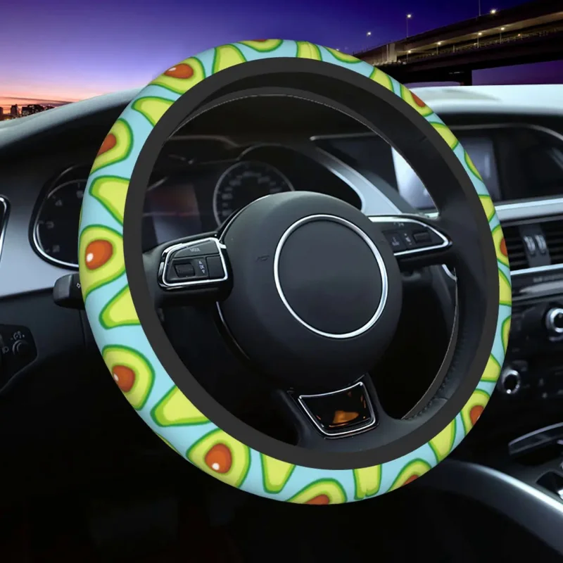 

Avocado Car Steering Wheel Cover Elastic Avocados Lover Steering Wheel Protective Cover Car-styling Steering-Wheel Accessories