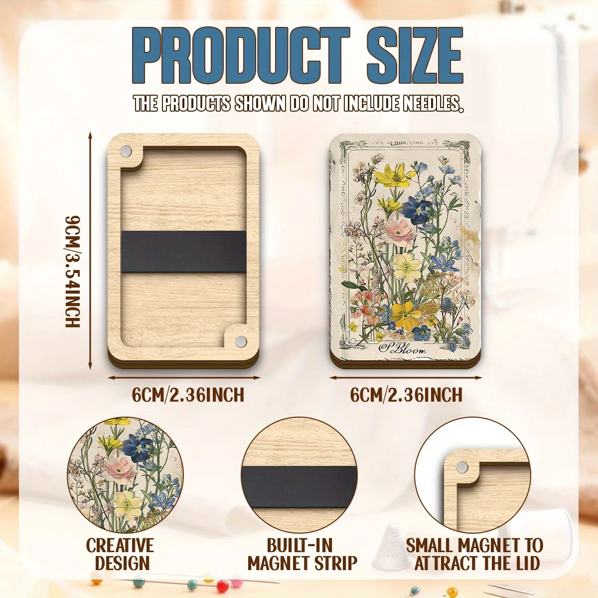 Spring flower themed needle, magnetic needle box, essential for sewing, perfectly closed magnetic design - 4