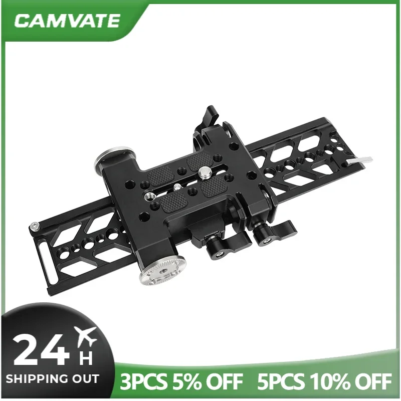 Dovetail Plate QR Baseplate Double 15mm Rod Adapter ARRI Rosette Connections CAMVATE 10" DSLR Camera Tripod Head