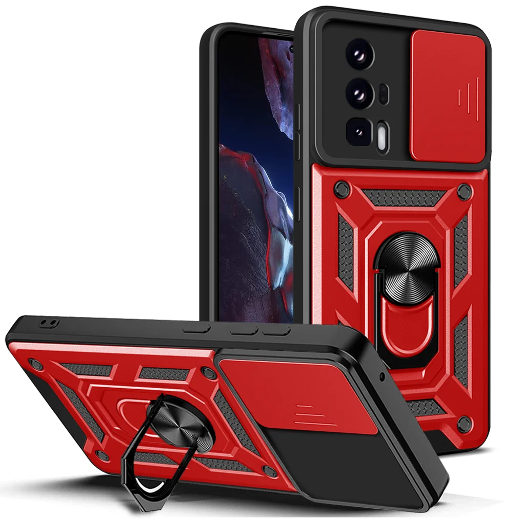Durable Shockproof Armor Phone Case with Car Holder & Camera Lens Protection for Xiaomi Mi Poco F5 Series