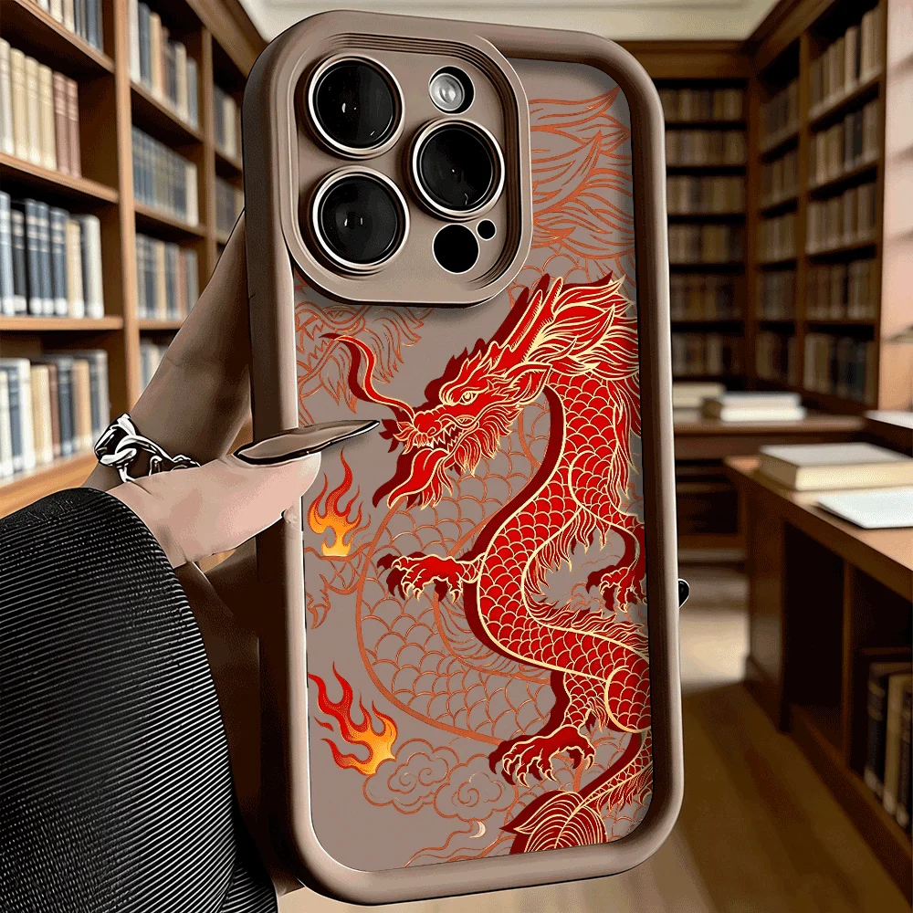 Luxury Red Chinese Dragon Anti-Slip TPU Phone Case - Full Protective Cover