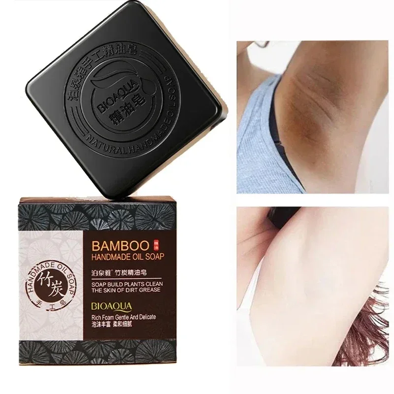 100g Bamboo Charcoal Handmade Soap Skin Moisturizing Deep Cleansing Oil Control Blackhead Remove Face Wash Hair Bath Skin Care 3