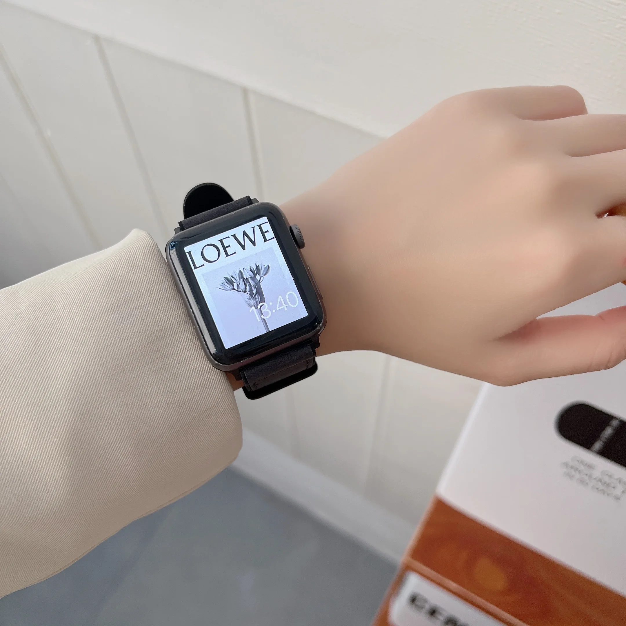 Silicone+Leather Strap For Apple watch band 49mm 45mm 41mm 44mm 40mm 42mm Fingerprint Style Bracelet iWatch Ultra 8 7 6 5 4 3 SE