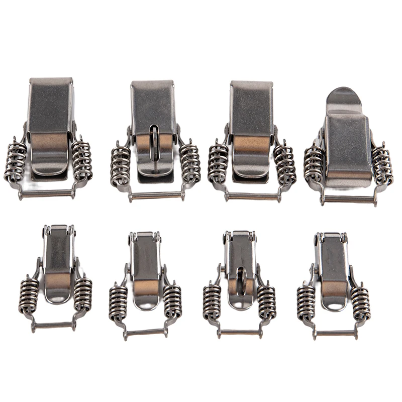 1 Pc Stainless Steel 304 Double Spring Hasp Hitch Adjustable Toolbox Toggle Elastic Latches Lock Hardware Accessories