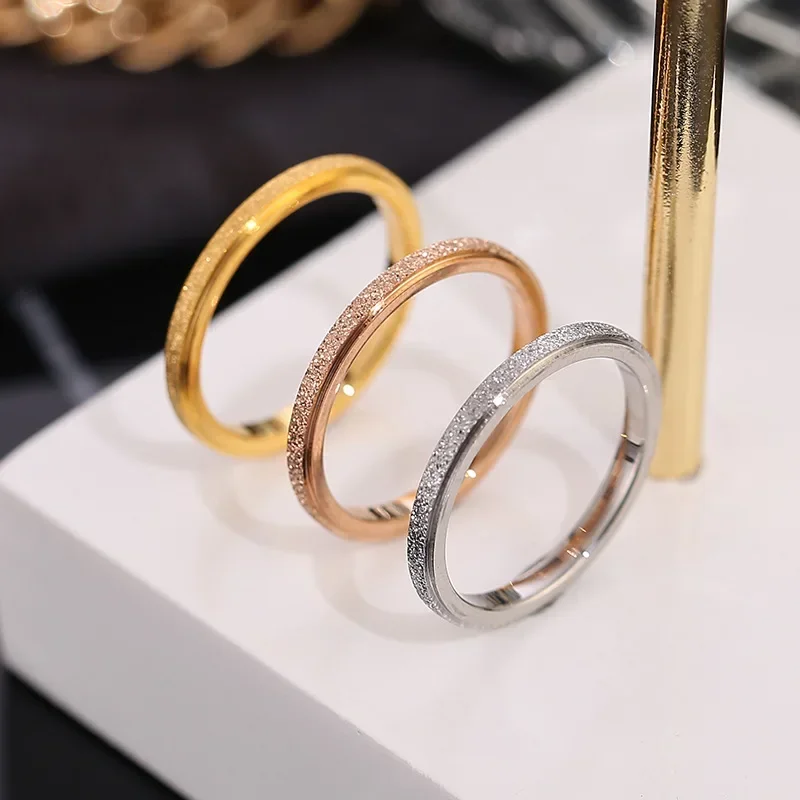 Fashion Rings Gold Rings Stainless Steel Rings Finger Rings Metal Rings Fashion Ring Stainless Steel Women's Rings 2mm Width Rose Gold Color Finger Gift for Girl Jewelry