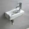 Rectangle Ceramic Wall Hung Basin Sink Small Bathroom Vitreous China with High Gloss Finish Contemporary Design Single Tap Hole 3