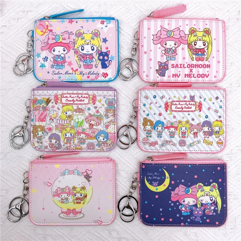 Sanrio Hello Kitty Coin Purse My Melody Bag Kawaii Wallet Anime Pompom Purin Cinnamoroll Card Holder Children Pu Wallet Gifts