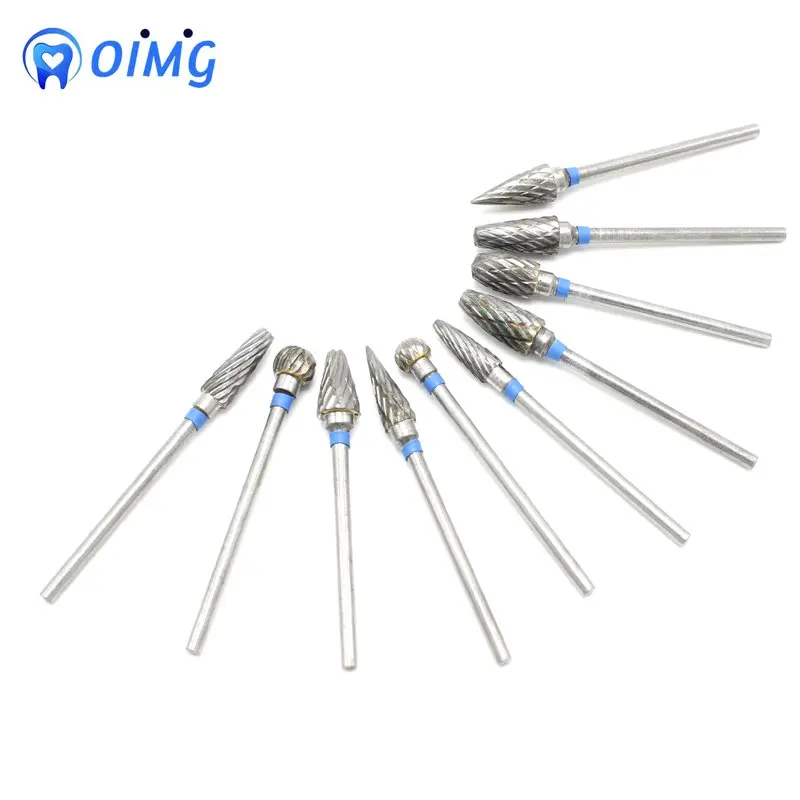 10Pcs Durable Tungsten Steel Dental Drill Burs Polishing and Grinding Tool for High Speed Handpiece Tool Dentist Equipment
