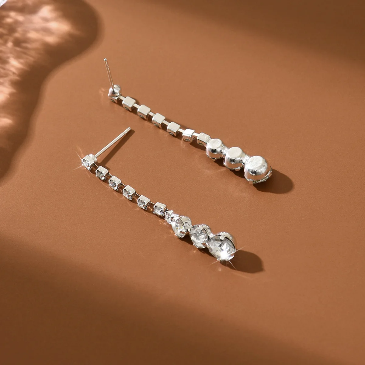 Bridal Drop Earrings Silver Crystal Tassels For Women Party Jewelry