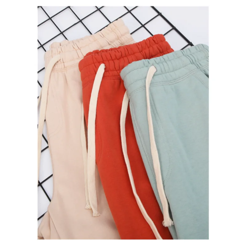 Summer 380g cotton shorts for men's outerwear thin loose casual capris trend couple oversized sports pants J0004