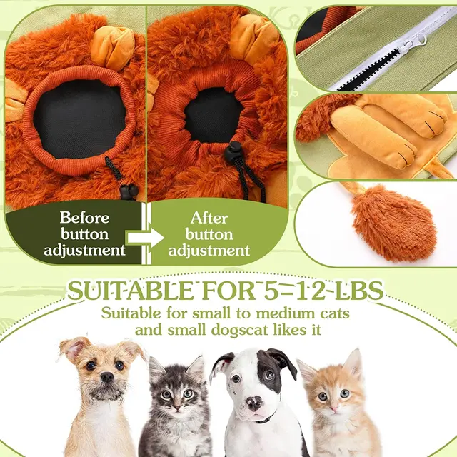 Pet Canvas Shoulder Bag Lion Shaped Carrier For Cat Comfortable Cats Carrying Pouch Handbag Puppy Messenger Bag For Out Travel 5