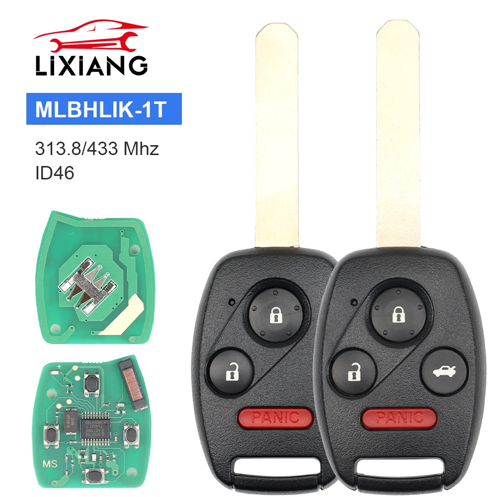 LIXIANG MLBHLIK-1T Car Remote Smart Key 313.8/ 433Mhz For Honda Accord CRV Acura TL/ZDX Fob ID46 PCF7961 Chip 2/3/4 Buttons