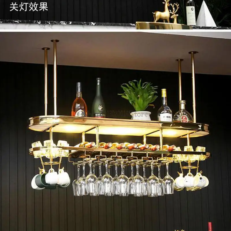 Light Luxury Stainless Steel Wine Rack Hanging Wine Glass Rack Inverted Bar Hanging Red Glass Storage
