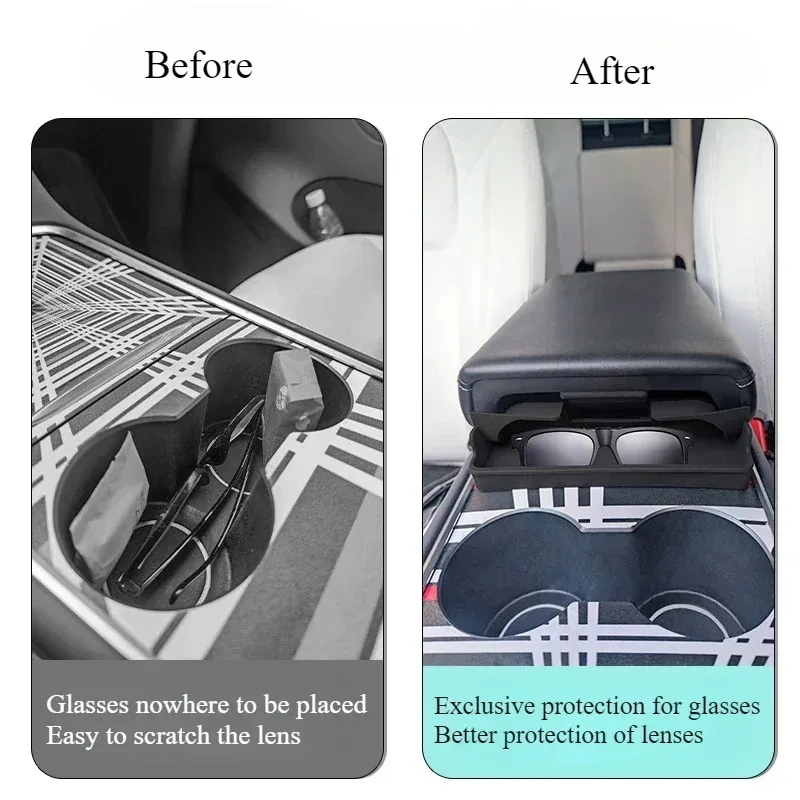 Sleek Sunglasses Storage Case for Central Car Armrest Box