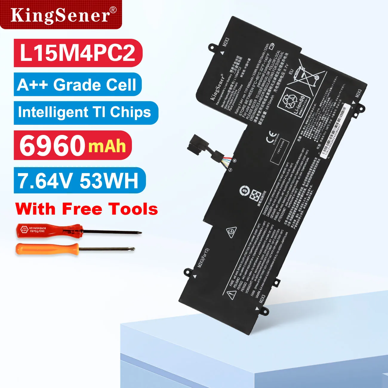 KingSener L15M4PC2 L15L4PC2 Laptop Battery For Lenovo YOGA 710-14ISK,710-14IKB,710-15ISK,710-15IKB 5B10K90778 5B10K90802 6960mAh