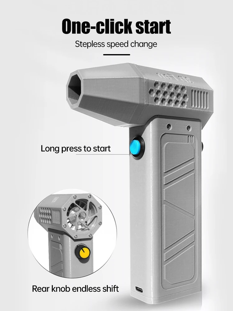 Air blower 140000RPM Turbo Jet Fan Brushless Motor Handheld Duct Fan 52M/S Portable Type-C Charging with Power Display ventilado 5